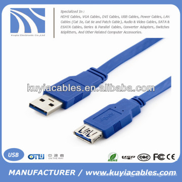 USB 3.0 Un enchufe macho a un enchufe macho Extensión de cable plano 35cm, 50cm, 1m, 2m, 3m, 5m ..